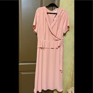 Dusty Rose mock wrap dress